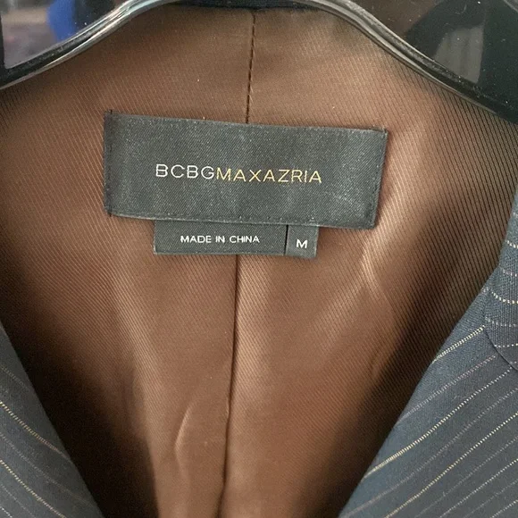 BCBGMaxAzria short sleeve jacket striped menswear navy Blazer M - Picture 2 of 12